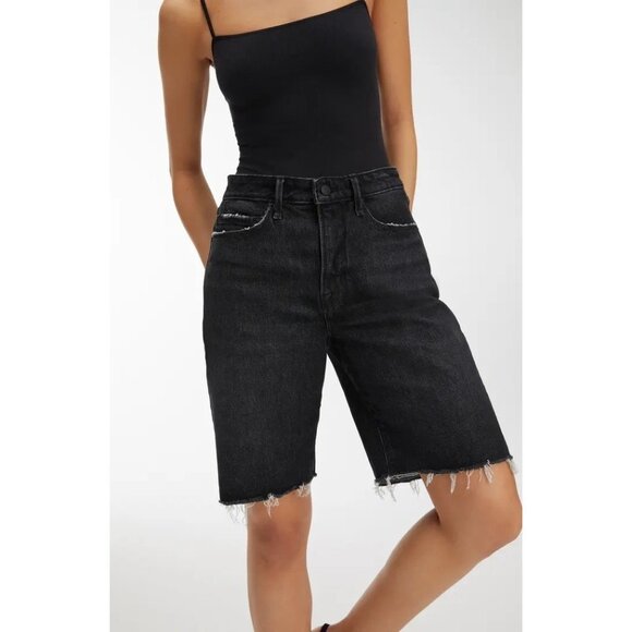 GOOD AMERICAN Good 90s Bermuda Shorts, Black227, Raw Hem Cut Offs, Size 6, NWT! - Picture 2 of 9